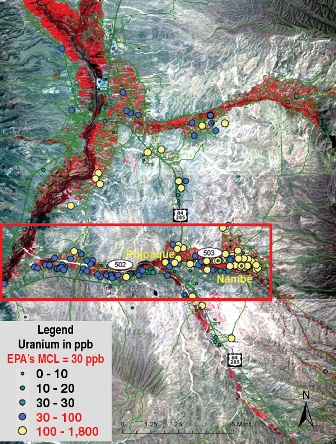 Figure 4. Occurrence of uranium in well water in the Namb� area, Santa Fe County, NM